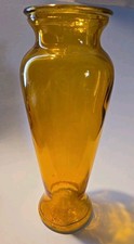 Vintage Amber Glass Flower Vase Smooth Tall Home Decor picture