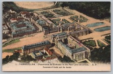 Versailles Palace & Gardens panoramic Aerial View Postcard France Posted picture