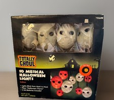 VTG TOTALLY GHOUL SET OF 10 MUSICAL HALLOWEEN LIGHTS - INDOOR - BLINKING MASK picture