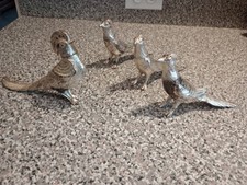 Vtg WB Mfg Co metal silver plate pheasant bird salt pepper shaker set FB Rogers picture