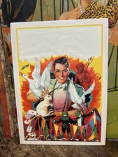 VINTAGE C. 1940 MAGICIAN POSTER SIGN DEVIL SATAN CARNIVAL CIRCUS SIDESHOW DECOR picture