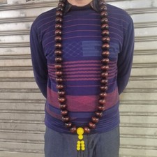 30mm 54 Pcs Natural Wood Prayer Beads Necklace Shaolin Temple Monk Buddha Rosary picture