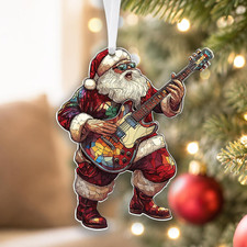 Santa Christmas Ornaments 2026 Funny Xmas Gifts Santa Decor with Guitar picture