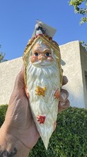 1999 Christopher Radko Santa Glass Christmas Ornament 8” Whimsical Leaves NEW picture