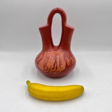 Art Chidester Tequaecshe Wedding Vase Pueblo Native American Red Clay Pottery picture