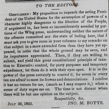 1842 John Tyler Impeachment Texas Mexico News Daily National Intelligencer picture