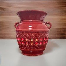 PartyLite ScentGlow Electric Wax Warmer Red Maroon Ceramic w/ Bulb EUC picture