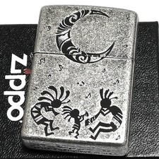 Zippo Lighter CASE ONLY Kokopelli Moon Lighter Amulet Silver Ibushi Sculpture picture