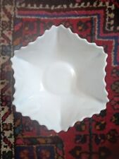 Vintage Milk Glass Bowl Scalloped Rim Paneled White Dish Pressed Glass  picture