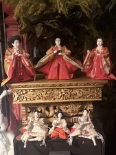 Vintage Set of 6 Japanese Hina Matsuri Dolls Kimono Figures 3 Standing 3 Seated picture