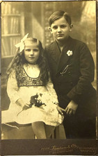 7 Antique German Cabinet Card Photos Brother & Sister Studio Portraits 1895-1910 picture
