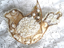 Vintage Christmas Ornament - VICTORIAN INSPIRED WIRE EMBELLISHED BIRD -FREE SHIP picture