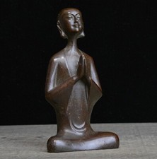 Antique Tea Pet Ornament Metal Monk Buddha Statue Buddhism Zen Decor picture