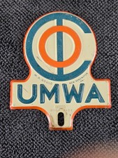 Vintage UMWA United Mine Workers of America License Plate Topper picture
