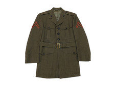 USMC Alpha Green Coat 38 Wool Serge Vietnam US Marine Uniform Belt Named Jacket picture