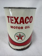 Vintage 1966 Texaco 10W Motor Oil Full One Quart Metal Can picture