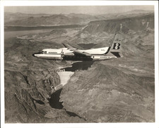 1963 BONANZA AIR LINES F-27A vintage 8x10 airplane photo FLYING OVER HOOVER DAM picture