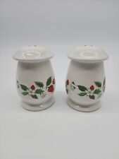 Vintage Strawberry Floral Ceramic Salt and Pepper Shakers  Large 3.5