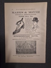 1909 LR Graphic Ad Bowmansville PA Hotel WITWER MARKS MOYER Terre Hill Stevens picture
