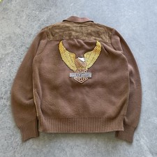 True Vintage 1970s Custom Harley Davidson Patch Suede Leather Jacket  picture