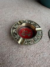 Vintage Ashtray set of 2 4” Personal Ashtray Oriental Asian Brass picture