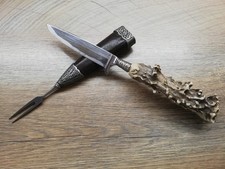 VTG RARE GERMAN HUBERTUS HUNTER HUNTING JAGDNICKER KNIFE FORK LEATHER SHEATH picture