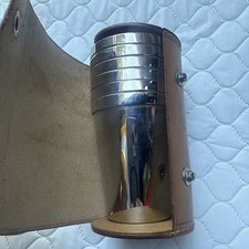 Vintage Leather Cased Six Pc. Nesting Shot Glass Set German Metal Travel Barware picture