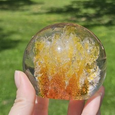 Daisyglas Co. Lucite Paperweight With Orange Starburst Vintage MCM 3
