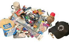 Huge 65+ Pc Junk Drawer Reseller Lot Keychains Hats Jewelry Tobacciana Headsets picture