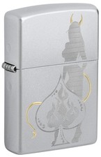Zippo Devilish Ace Design Satin Chrome Windproof Pocket Lighter, 48658 picture