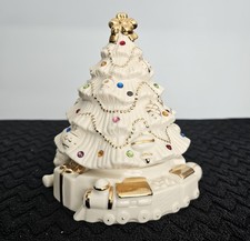 Vintage 2003 Lenox Fine Ivory China Jeweled Christmas Tree Music Box Figurine picture