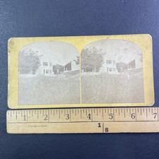 North Reading MA Stereoview William N. Hobbs House Barn 1870s Flat Mount picture