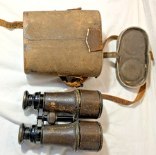 Antique Chevalier Opticien Paris Binoculars Field Glasses Leather Case French picture