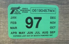1997 TEXAS WINDSHIELD REGISTRATION RENEWAL STICKER-NEW/UNUSED picture
