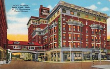 POST TAVERN HOTEL BUILDING POSTCARD BATTLE CREEK MI MICHIGAN 1930s picture
