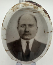 Rare Antique J.A. Dedouch Photoceramic Dedo Photo Grave Marker Oak Park Illinois picture