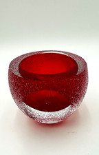 Vintage Fifth Avenue Crystal Red Frosted Tea Light/Votive Candle Holder picture