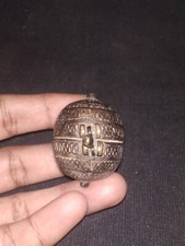 ANTIQUE INDIAN ETHNIC MUGHAL ISLAMIC CARVED BRONZE BETAL LIME BOX COLLECTIBLE #7 picture