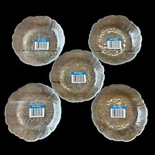SET OF 5 - Arcoroc Canterbury Crocus Floral Clear Glass Salad Bread Plates 5.5” picture