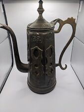 Moroccan Antique Brass Coffee Teapot - Vintage Patina - 14” Tall  picture