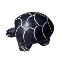 VTG Black Soapstone Carved Tortoise Paperweight/Figurine 3.5”x 2.75”x 2” picture
