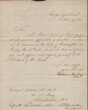 GIDEON WELLES - MANUSCRIPT LETTER SIGNED 10/19/1861 picture