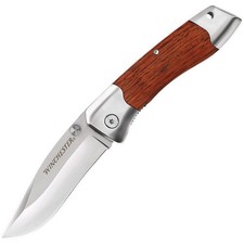 Beautiful Winchester Wood Handle Linerlock Pocket Knife - NEW picture