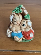 Vintage Hand Painted Stoneware Woodlander “babes” Bunny Rabbits Figurine Easter picture