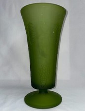 Indiana Glass Vase Satin Olive Green 9 1/2