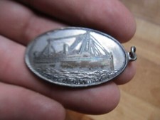 RARE Watch Fob, c1890, Savannah Steamship Line, City of Birmingham, Ship picture
