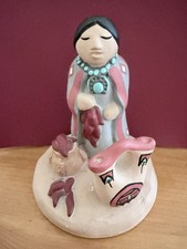 Vintage 1987 Cleo Teissedre Native American Woman Pueblo Figurine picture