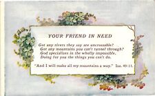 Vintage Postcard- YOUR FRIEND IN NEED, GREEN FLOWERS 1910 UnPost picture