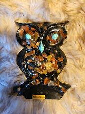 VTG 70's MCM Acrylic Wall Hanger Owl Wall Hanger - Filled With Petrified Wood picture