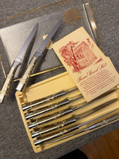 Vintage Carvel Hall Steak Knives Set 8 Unused Original Case & Paperwork MCM picture